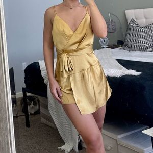 Gold/yellow satin romper